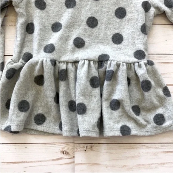 Girls Grey Long Sleeve Polka Dot Peplum Top - Picture 4 of 5
